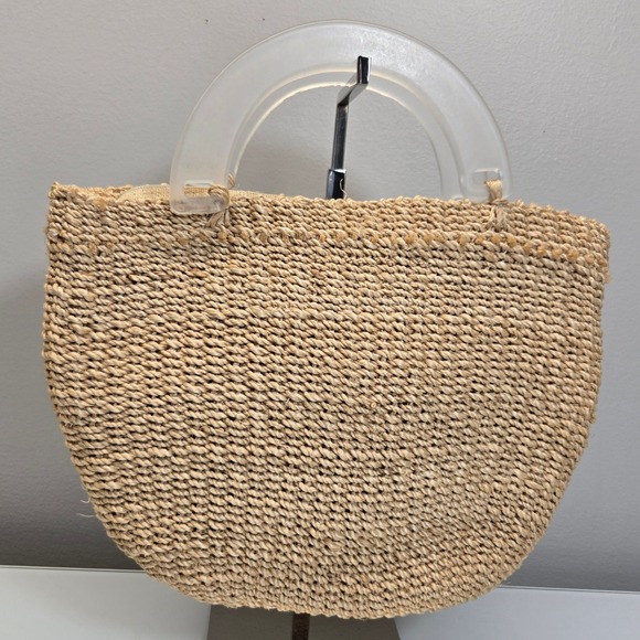 Vintage Timmy Woods Beverly Hills Lucite Top Handel Basket Bag Floral Beaded - Picture 2 of 8